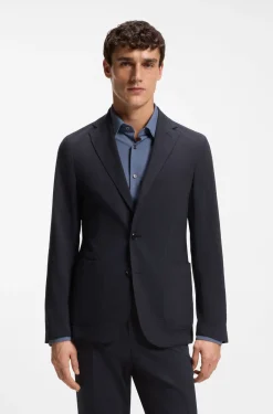 Verstaubares Slim-Fit Sakko aus waschmaschinenfestem Woll-Mix