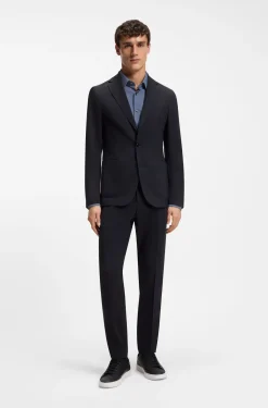 Verstaubares Slim-Fit Sakko aus waschmaschinenfestem Woll-Mix