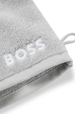 Waschhandschuh aus Baumwolle mit kontrastfarbener Logo-Stickerei