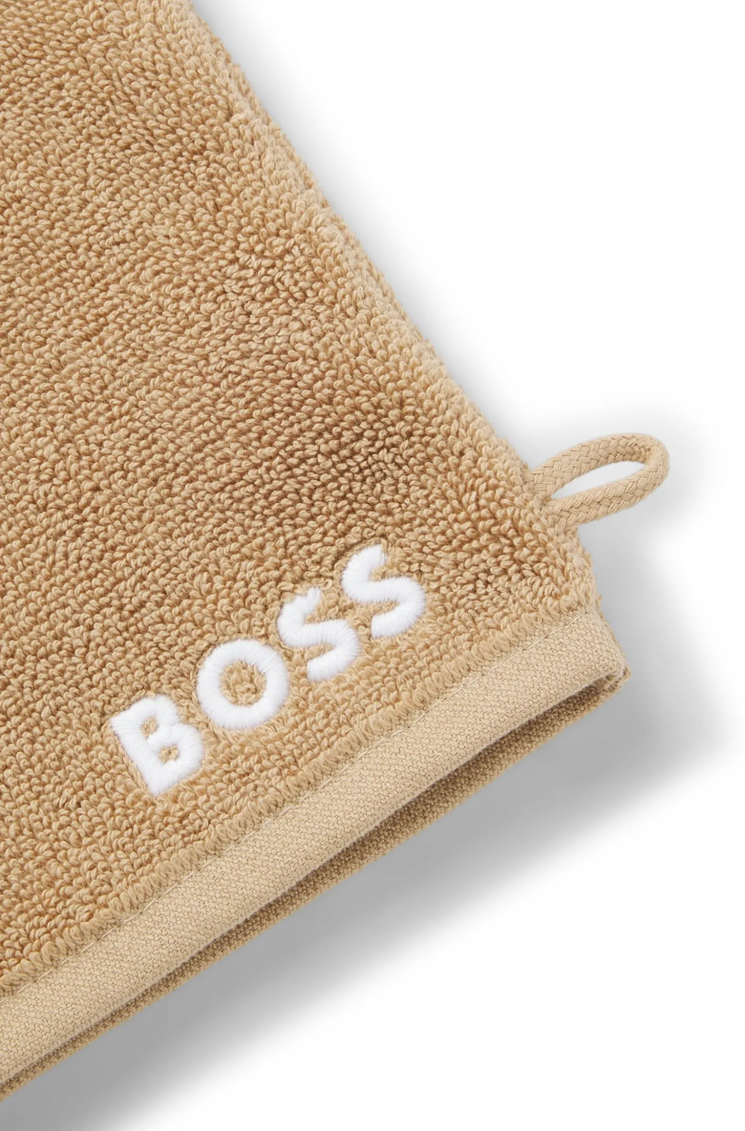 Waschhandschuh aus Baumwolle mit kontrastfarbener Logo-Stickerei