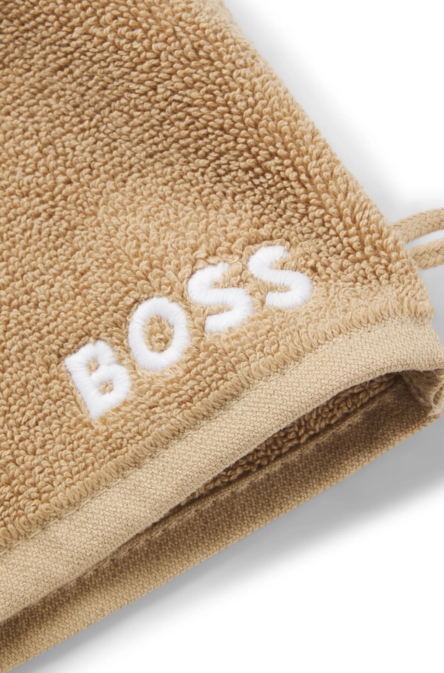 Waschhandschuh aus Baumwolle mit kontrastfarbener Logo-Stickerei