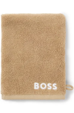 Waschhandschuh aus Baumwolle mit kontrastfarbener Logo-Stickerei
