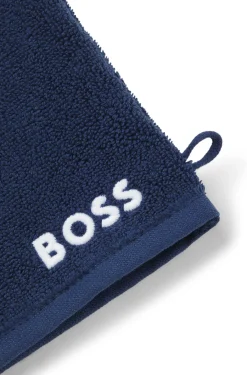 Waschhandschuh aus Baumwolle mit kontrastfarbener Logo-Stickerei