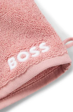 Waschhandschuh aus Baumwolle mit kontrastfarbener Logo-Stickerei