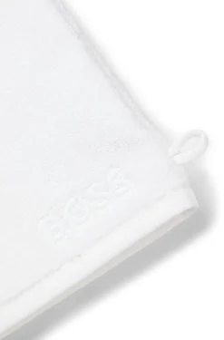 Waschhandschuh aus Baumwolle mit kontrastfarbener Logo-Stickerei