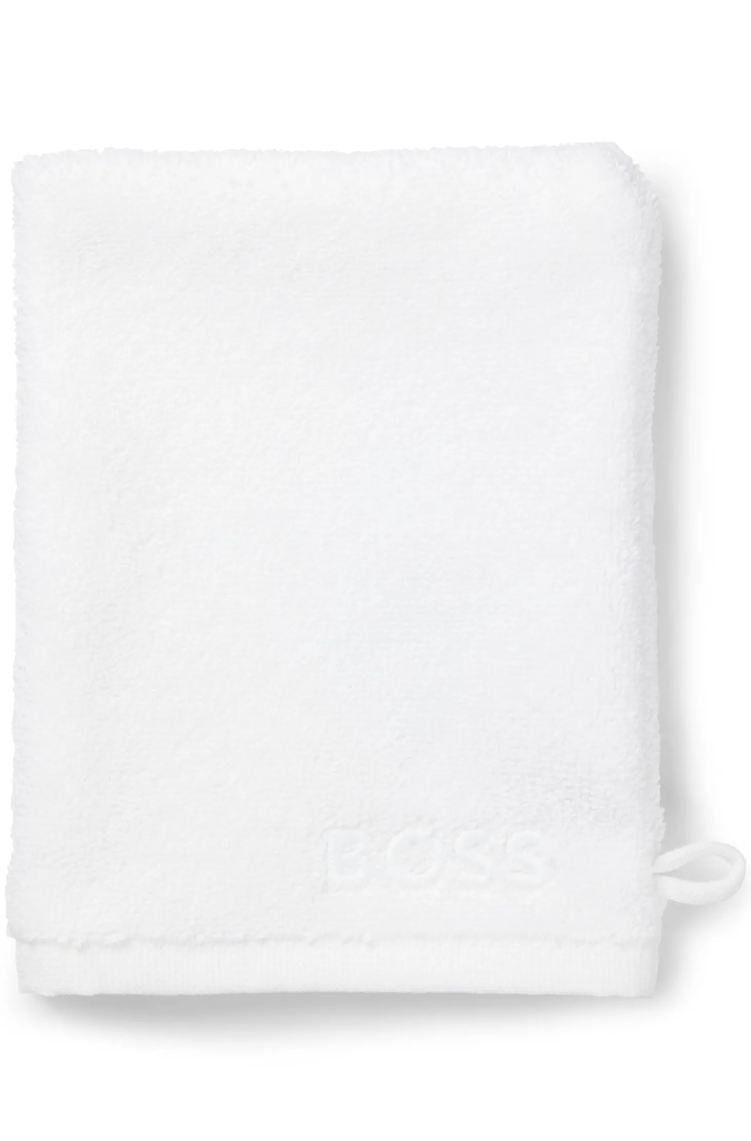 Waschhandschuh aus Baumwolle mit kontrastfarbener Logo-Stickerei