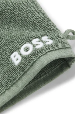 Waschhandschuh aus Baumwolle mit kontrastfarbener Logo-Stickerei