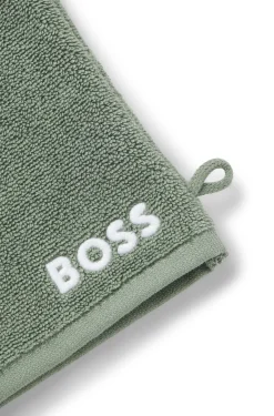 Waschhandschuh aus Baumwolle mit kontrastfarbener Logo-Stickerei