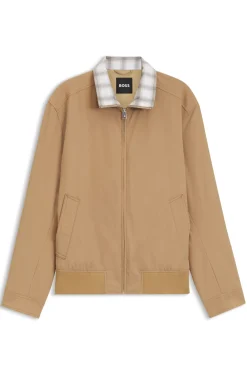 Wasserabweisende Jacke mit kariertem Kragen