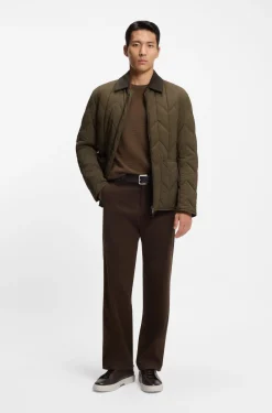 Wasserabweisende Jacke mit Nubukleder-Details