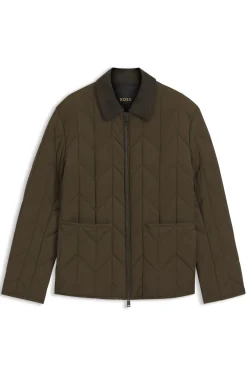 Wasserabweisende Jacke mit Nubukleder-Details