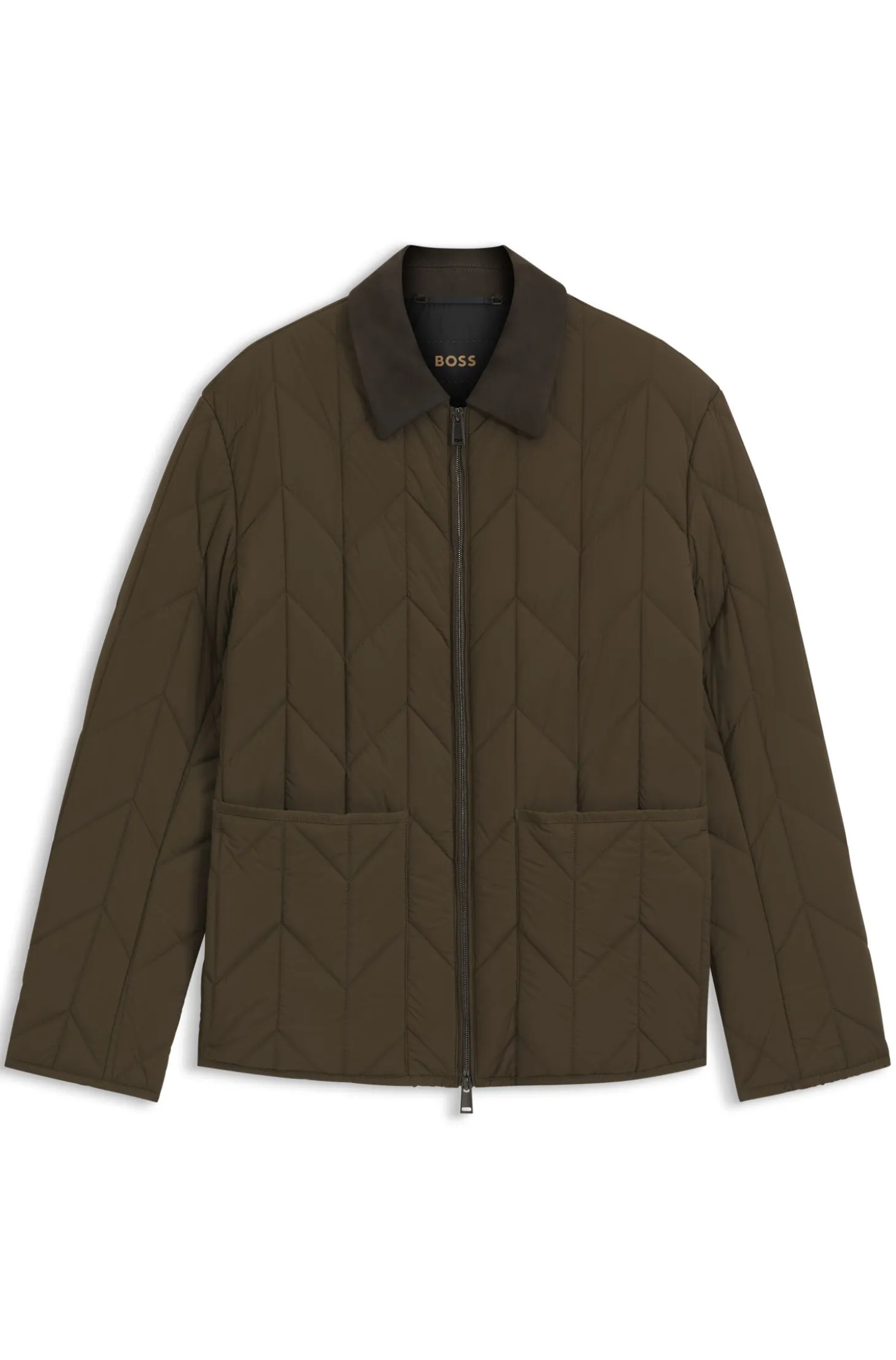 Wasserabweisende Jacke mit Nubukleder-Details