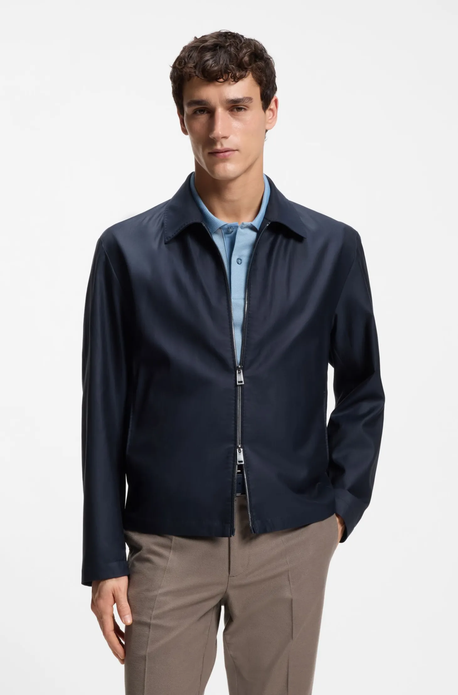 Wasserabweisende Regular-Fit Jacke aus beschichtetem Gewebe