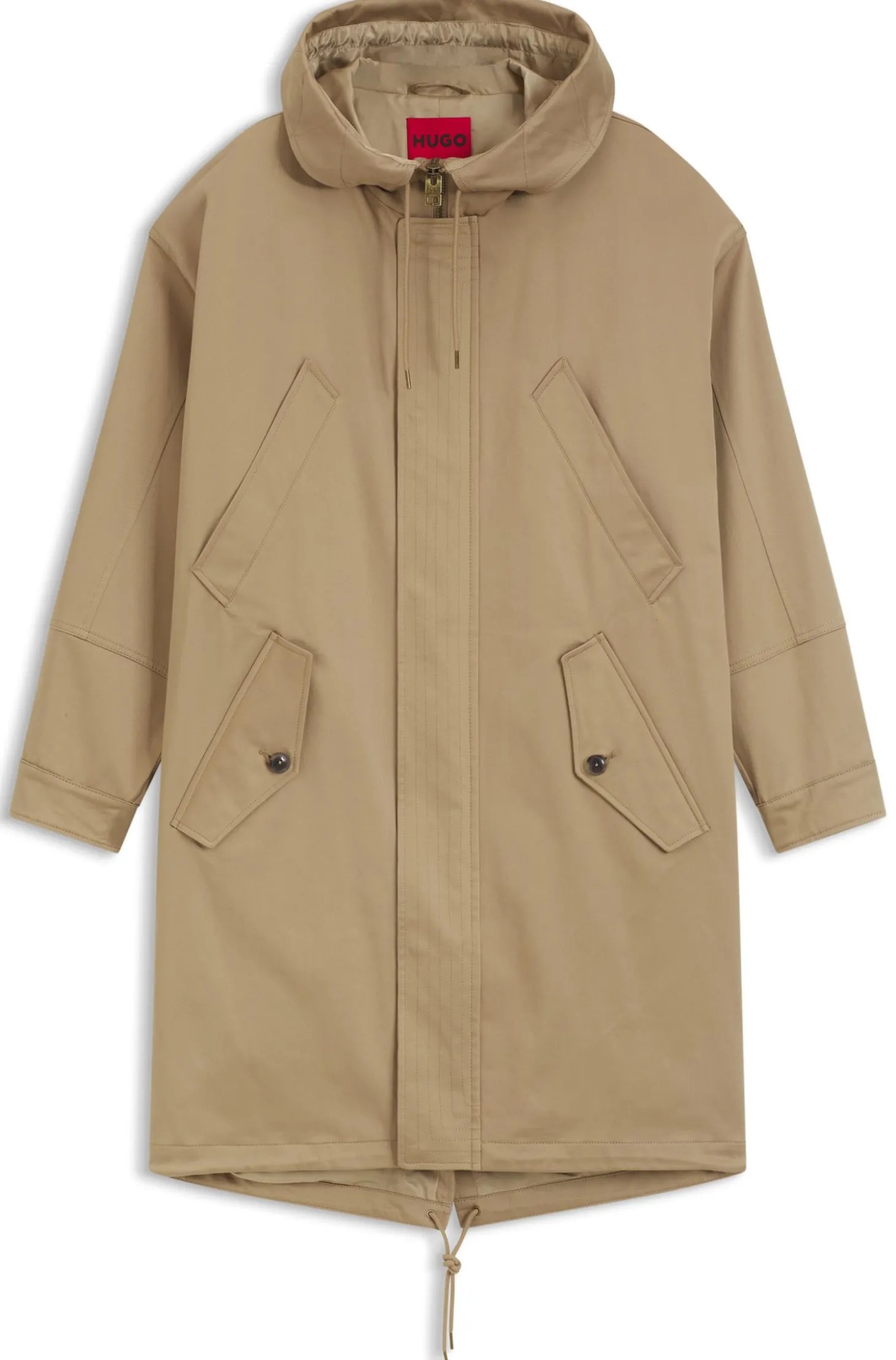 Wasserabweisender Parka aus Stretch-Baumwoll-Satin