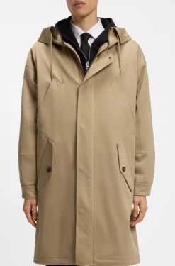 Wasserabweisender Parka aus Stretch-Baumwoll-Satin