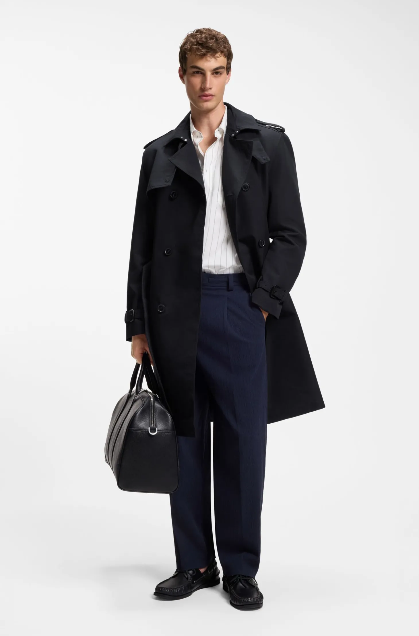 Wasserabweisender Trenchcoat aus Baumwoll-Mix mit Twill-Struktur