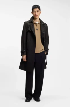 Wasserabweisender Trenchcoat aus Baumwoll-Mix mit Twill-Struktur