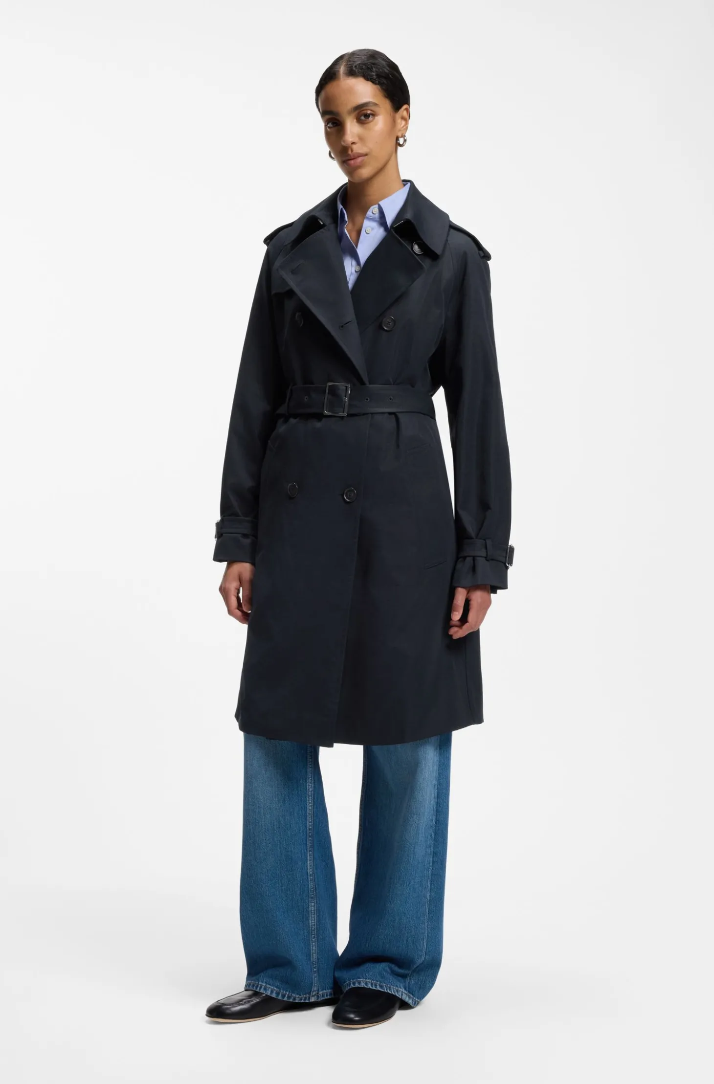 Wasserabweisender Trenchcoat mit Gürtel
