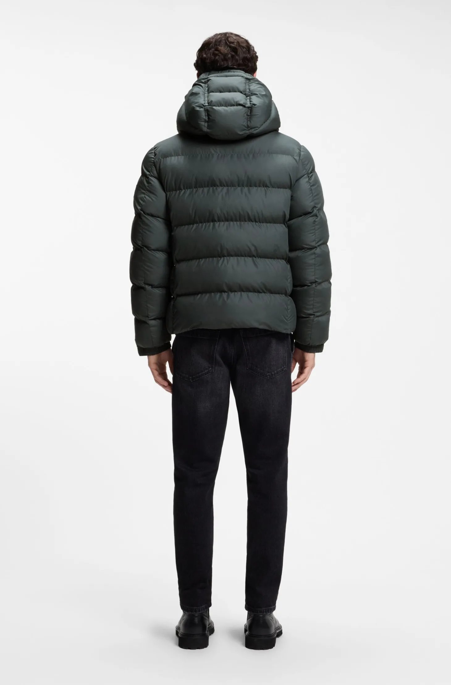 Wasserabweisende Steppjacke mit Kapuze und gepolstertem Kragen