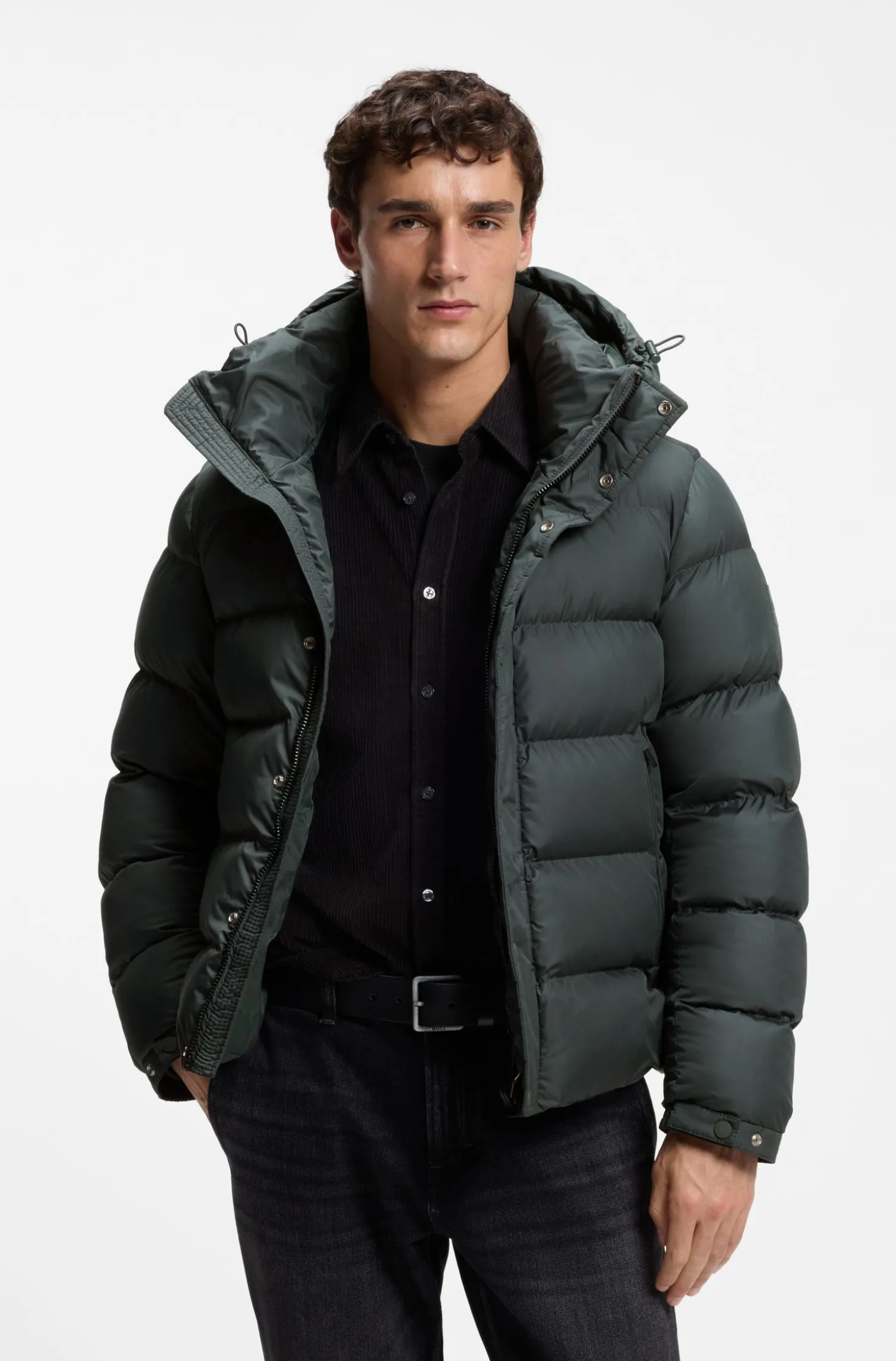 Wasserabweisende Steppjacke mit Kapuze und gepolstertem Kragen