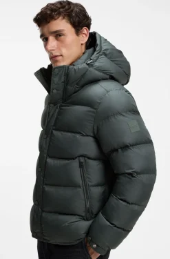 Wasserabweisende Steppjacke mit Kapuze und gepolstertem Kragen