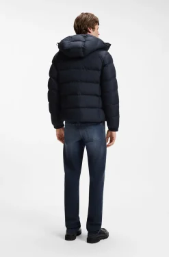 Wasserabweisende Steppjacke mit Kapuze und gepolstertem Kragen