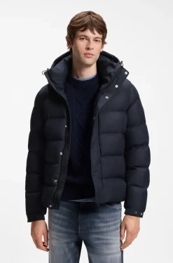 Wasserabweisende Steppjacke mit Kapuze und gepolstertem Kragen