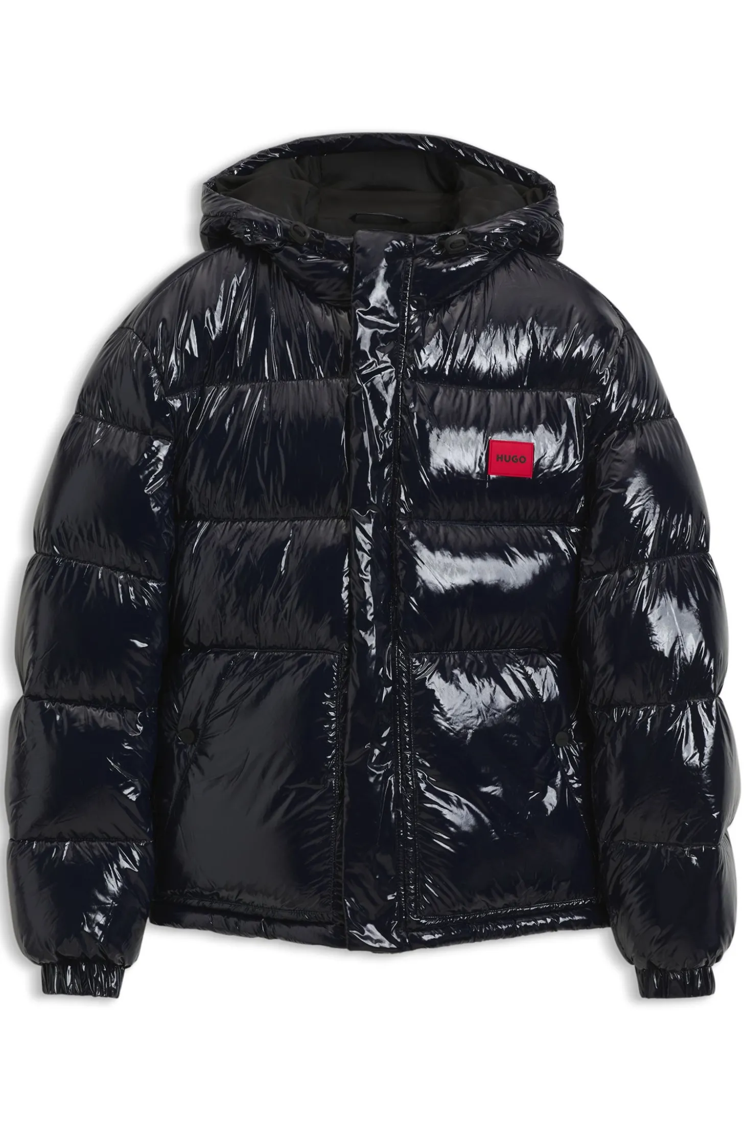 Wasserabweisende wattierte Jacke mit lackiertem Finish