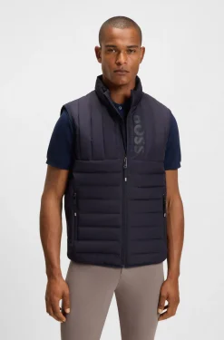 Wasserdichte Reitsport-Weste mit vertikalem Logo-Print