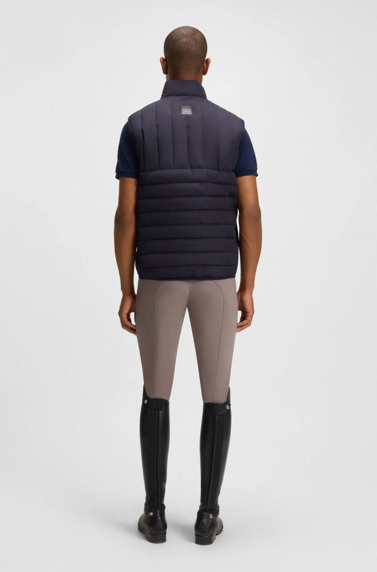 Wasserdichte Reitsport-Weste mit vertikalem Logo-Print