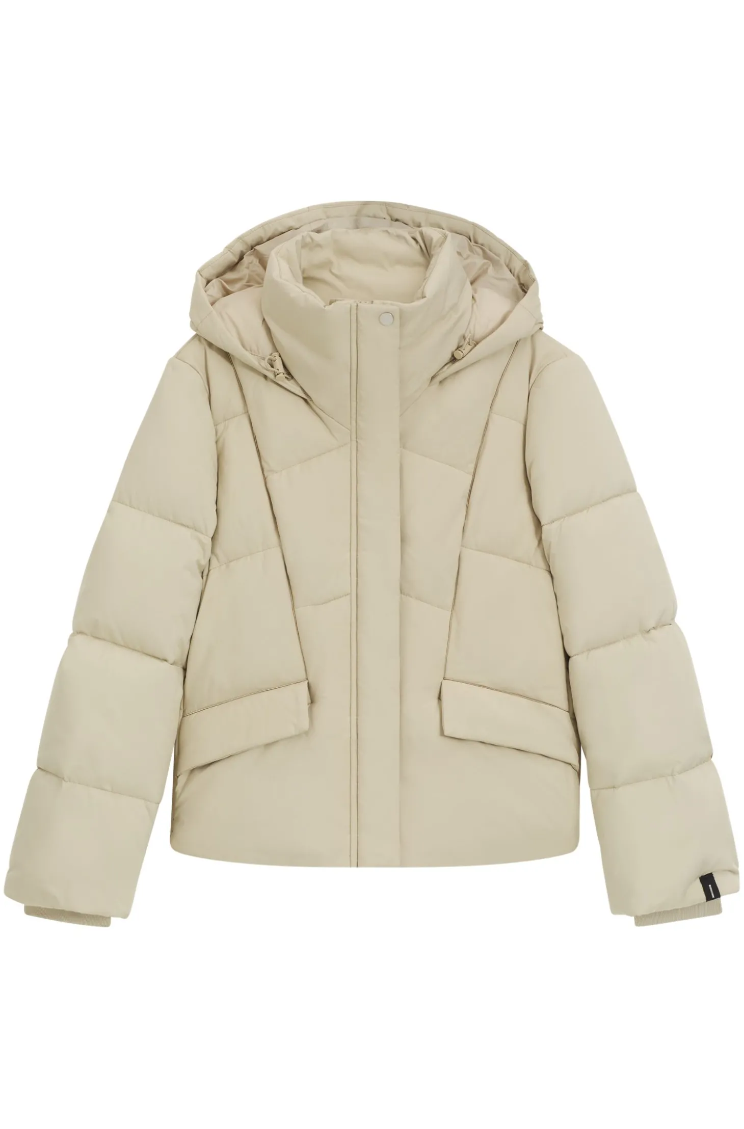 Wattierte Jacke mit Kapuze und Paspeln