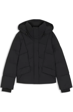 Wattierte Jacke mit Kapuze und Paspeln