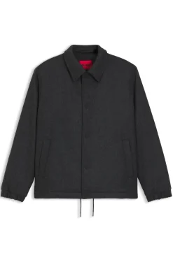 Wattierte Regular-Fit Trainingsjacke aus Woll-Mix