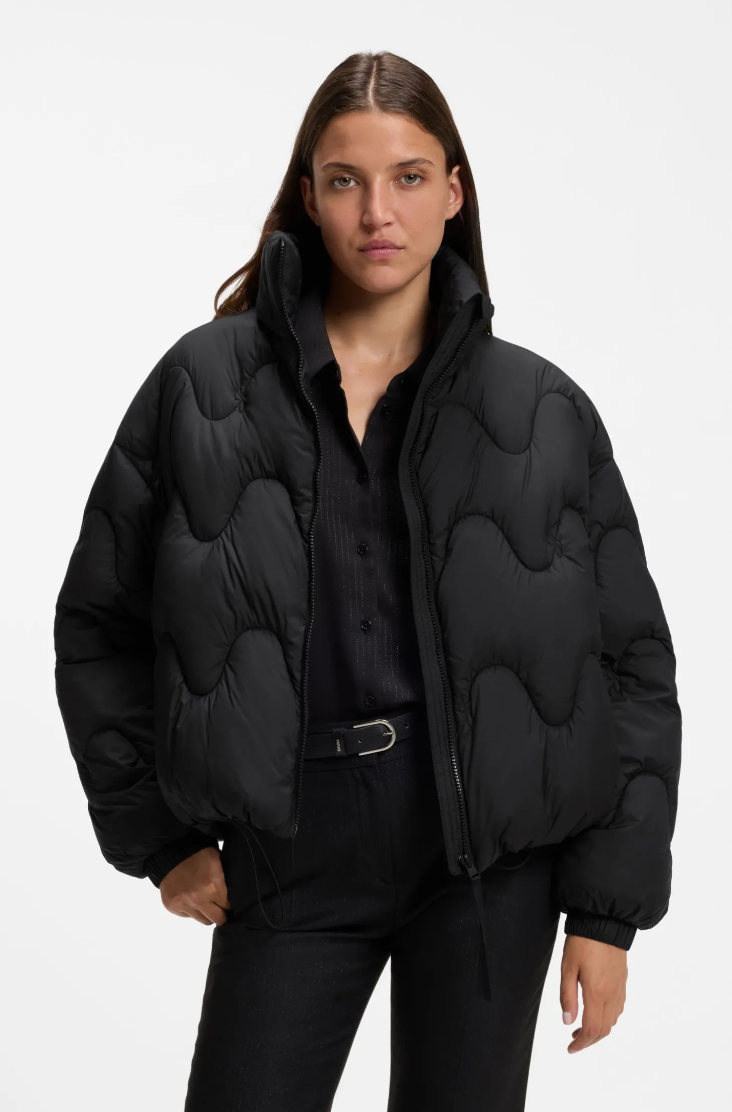 Wattierte Relaxed-Fit Jacke aus wasserabweisendem Gewebe
