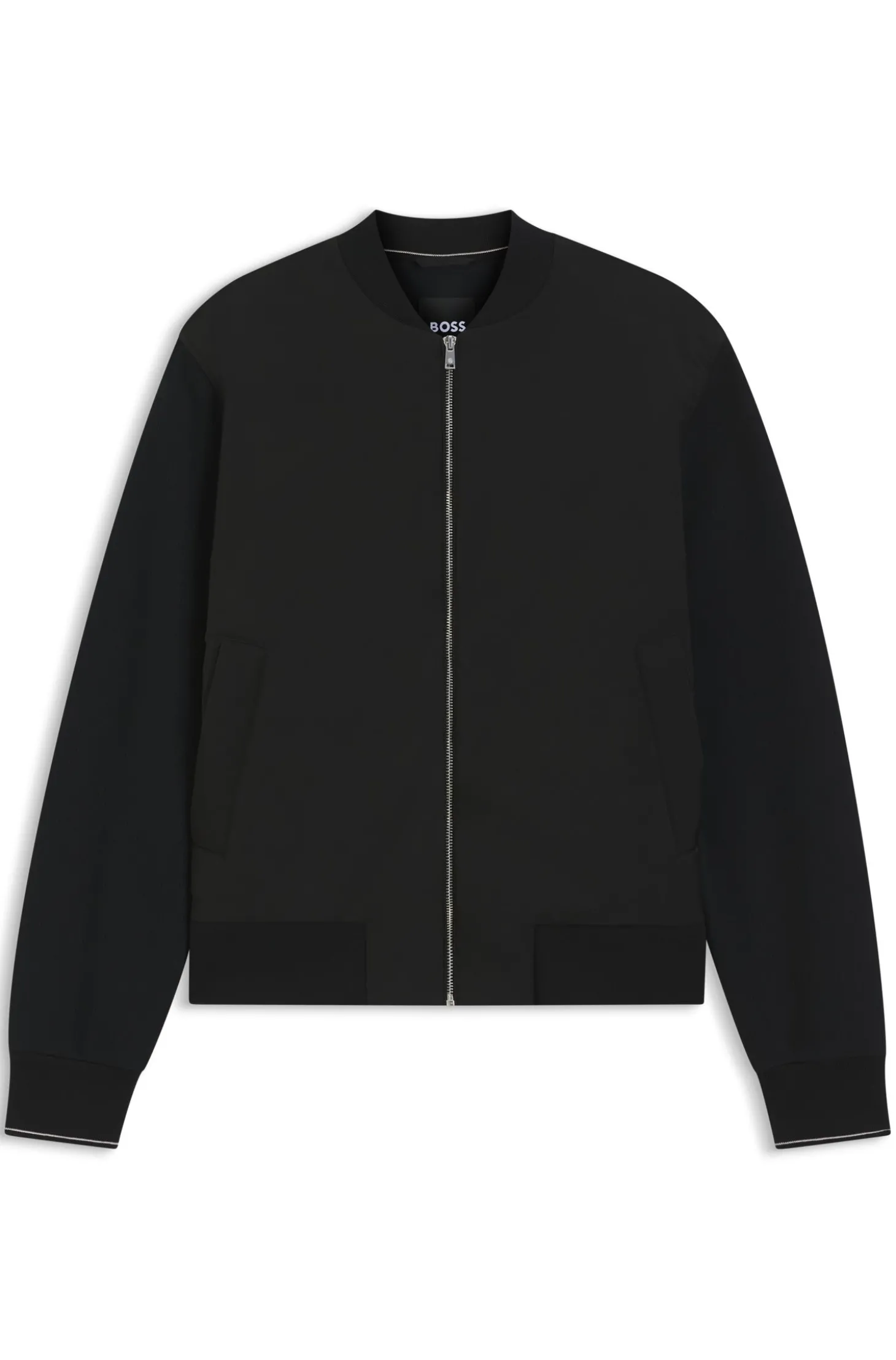 Wattierte Sweatjacke aus Material-Mix mit Reißverschluss