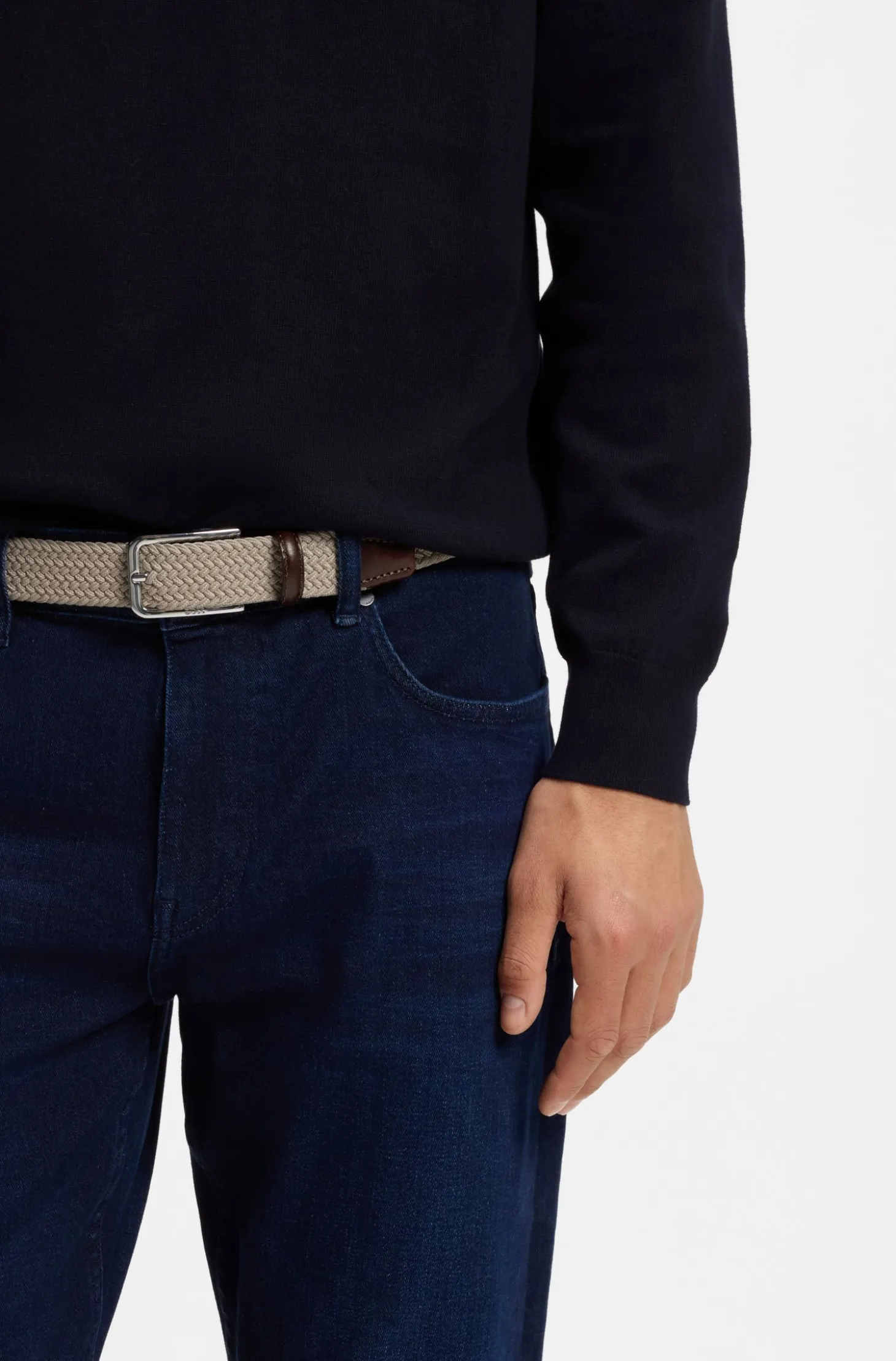Webgürtel mit Leder-Details