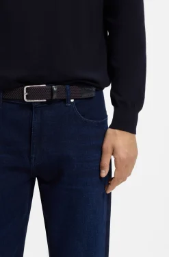 Webgürtel mit Leder-Details