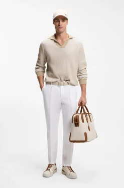 Weekender aus Canvas mit Lederbesatz
