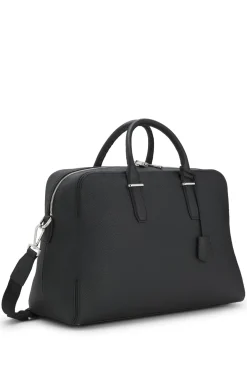 Weekender aus genarbtem Leder mit Logo-Prägung