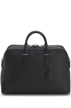 Weekender aus genarbtem Leder mit Logo-Prägung