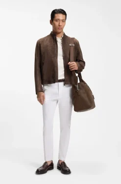 Weekender aus genarbtem Leder mit Logo-Prägung