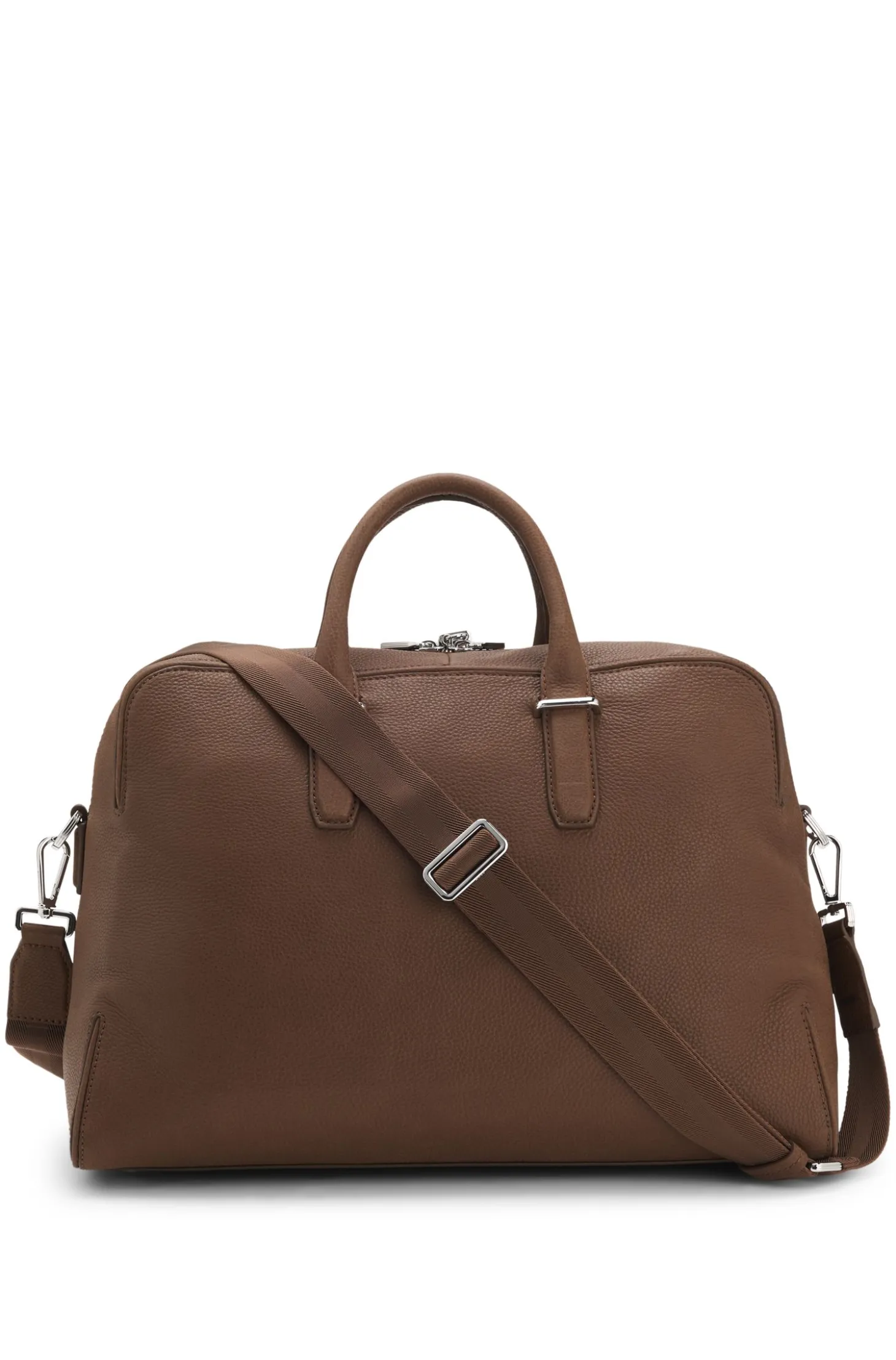 Weekender aus genarbtem Leder mit Logo-Prägung