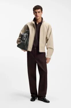 Weekender aus Leder mit Logo-Prägung