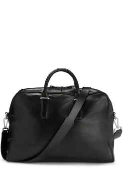 Weekender aus Leder mit Logo-Prägung