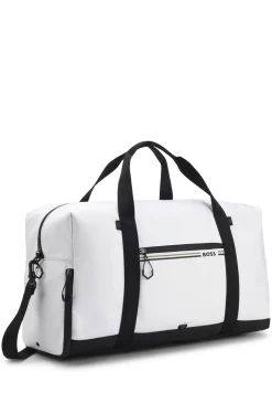Weekender aus strukturiertem Gewebe mit Logo und Signature-Streifen