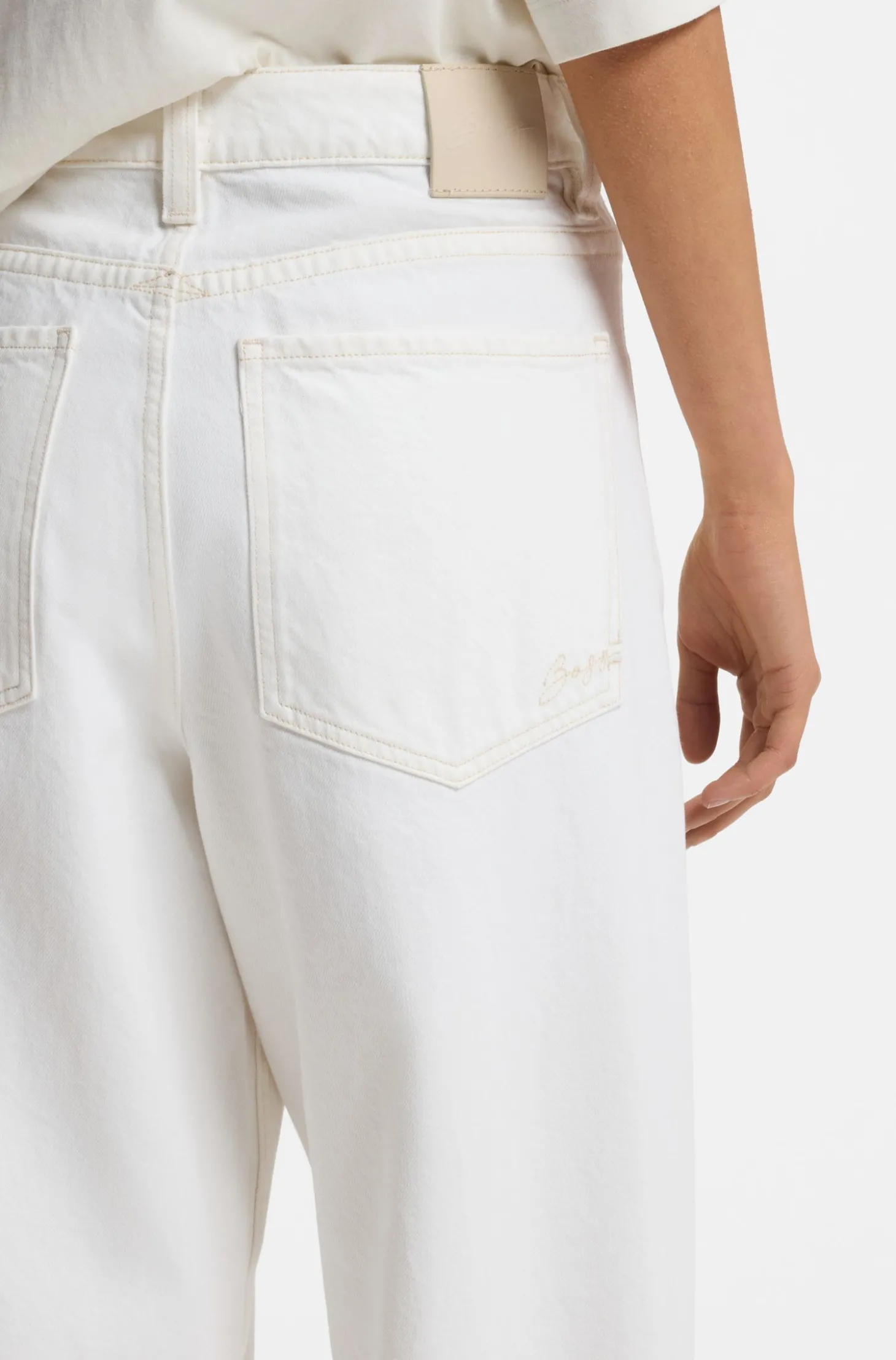 Weiße Relaxed-Fit Jeans aus festem Denim