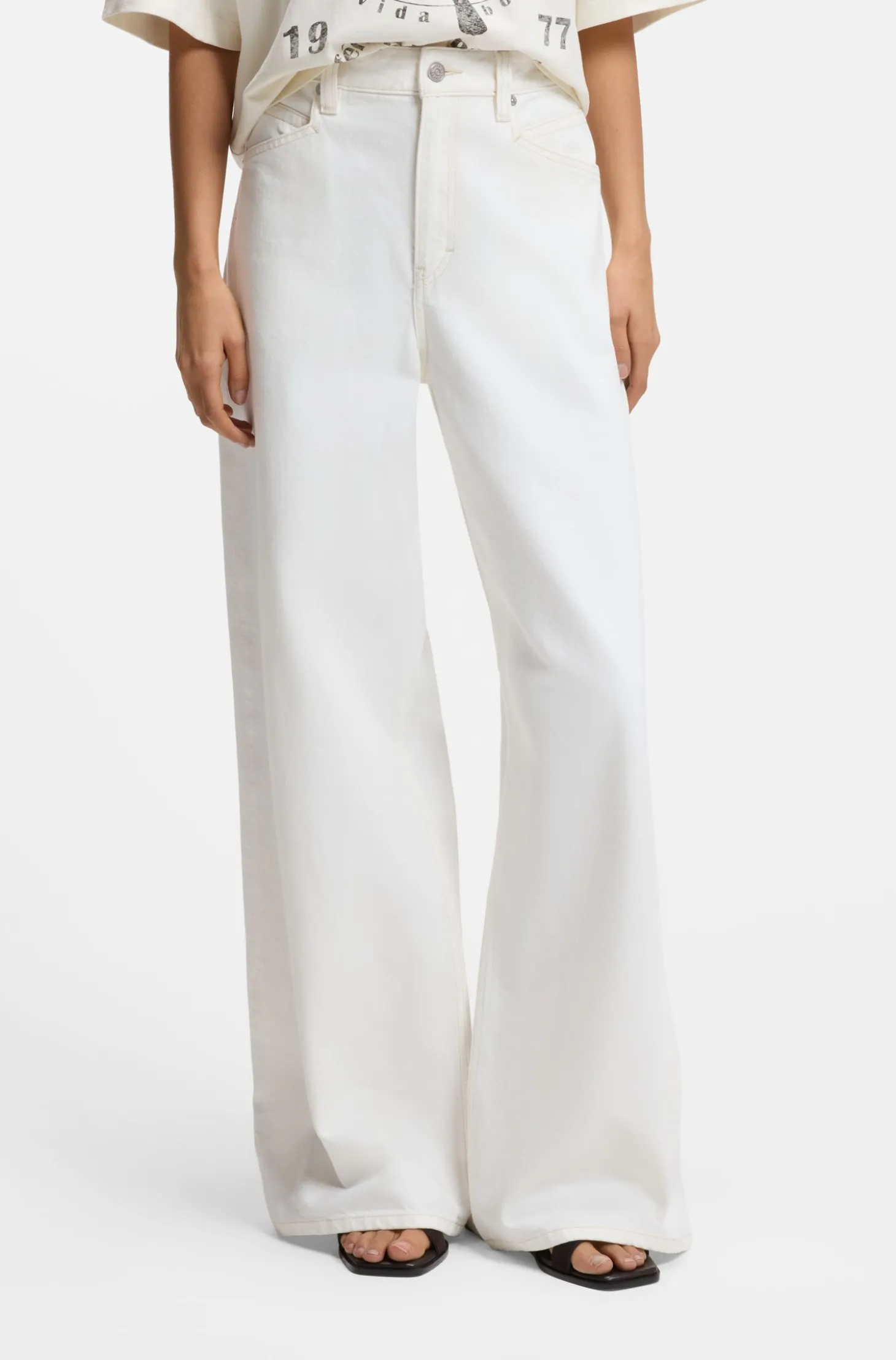 Weiße Relaxed-Fit Jeans aus festem Denim