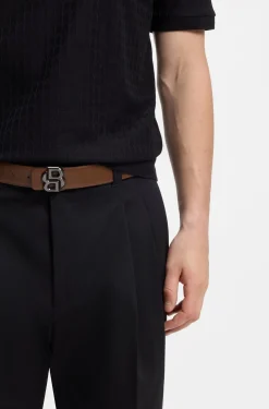 Wendegürtel aus italienischem Leder mit Double-B-Monogramm-Schließe