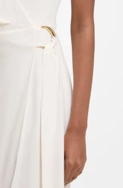 Wickelkleid aus Krepp mit D-Ring-Detail