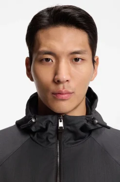 Windbreaker aus Schurwolle mit Kapuze